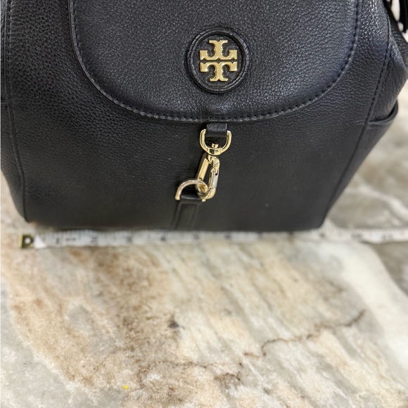 Beautifully black leather Tory Burch whipstitch backpack EUC - Picture 3 of 10